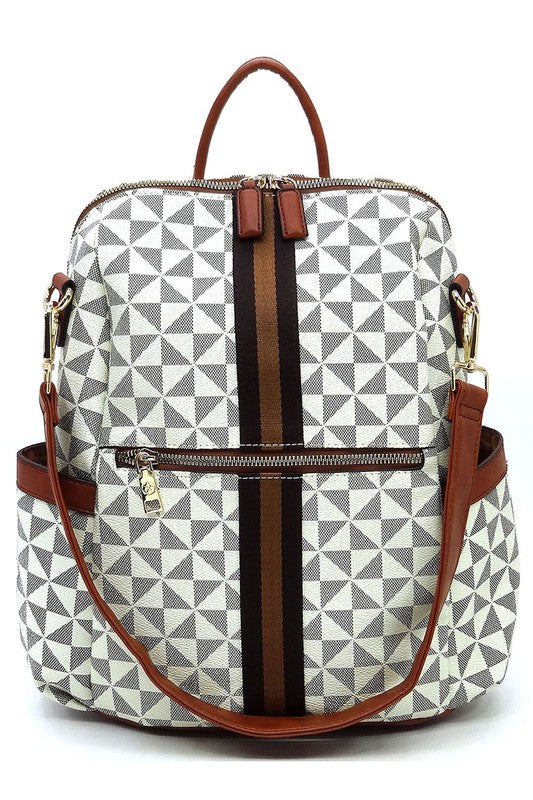 Women's PM Monogram Striped Convertible Backpack