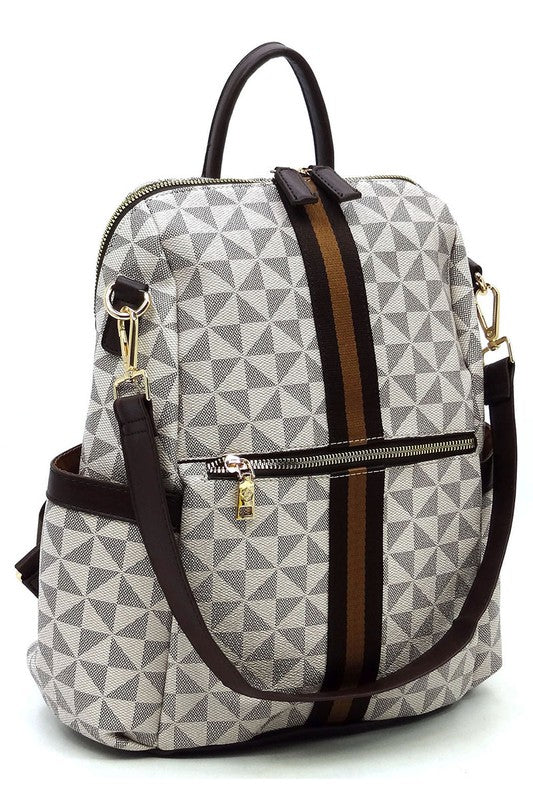 Women's PM Monogram Striped Convertible Backpack
