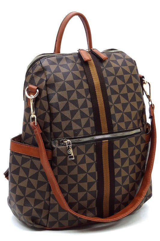 Women's PM Monogram Striped Convertible Backpack