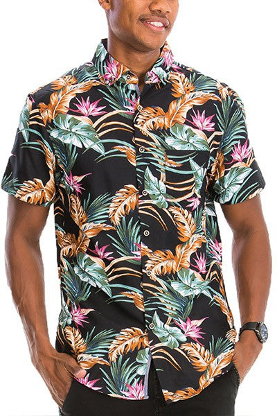 Hawaiian Print Button Down Shirt