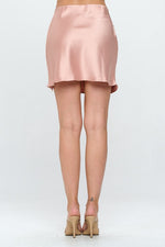 Women's Solid Satin Mini Skirt with Slit