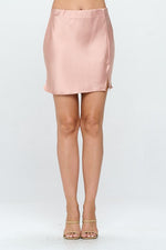 Women's Solid Satin Mini Skirt with Slit