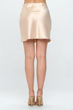 Women's Solid Satin Mini Skirt with Slit