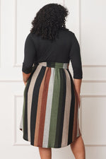 Plus Quarter Sleeve, Stripe Sash Midi Dress