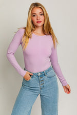 LE LIS Long Sleeve Round Neck Ribbed Bodysuit