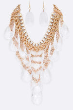 Acrylic Teardrop Statement Layer Necklace Set