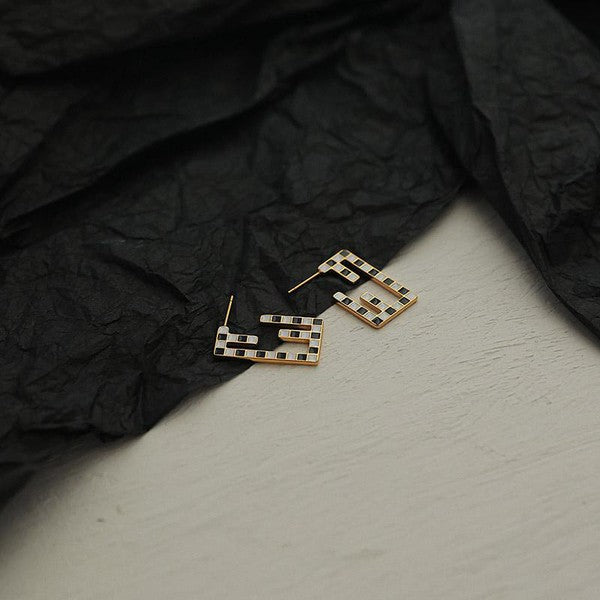 Geometric Checks Earrings