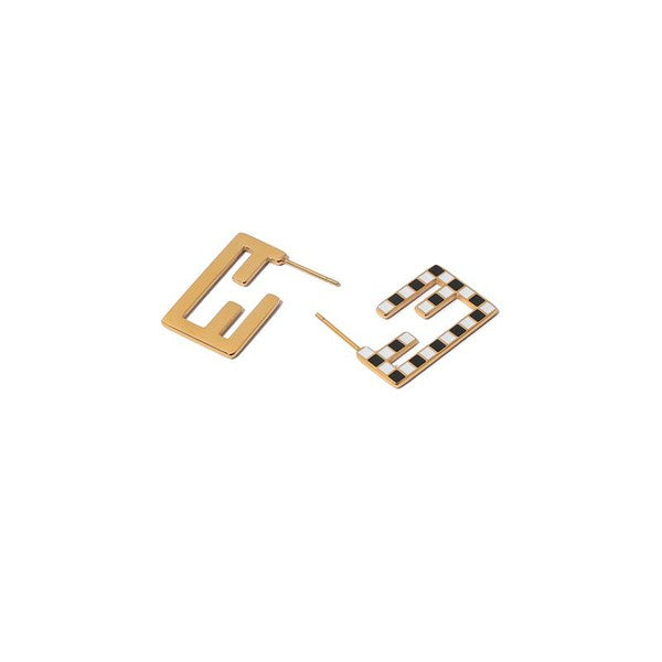 Geometric Checks Earrings