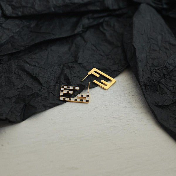 Geometric Checks Earrings