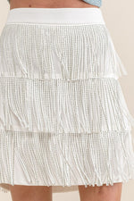 RHINESTONE SUEDE FRINGE SKIRT