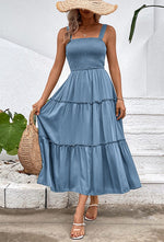 Women's Smocked Midi Dress - An Effortless Elegance