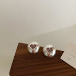 Zircon metal love earrings