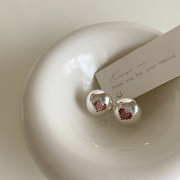 Zircon metal love earrings