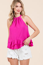 Plus Ruffle Trim Sleeveless Blouse