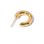zircon inlaid C-shaped glossy earrings