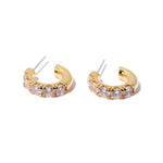zircon inlaid C-shaped glossy earrings