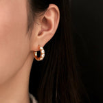 zircon inlaid C-shaped glossy earrings