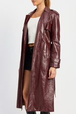 Faux Leather Trench Coat