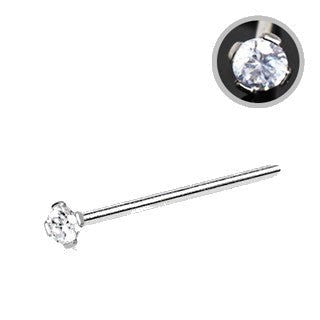 316L Stainless Steel Prong Set CZ Fishtail NoseSuccess