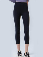 Wide Waistband Cropped Sports Leggings for Active Comfort