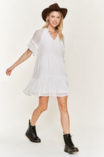 Women's Ruffled Neck Tiered Mini Dress