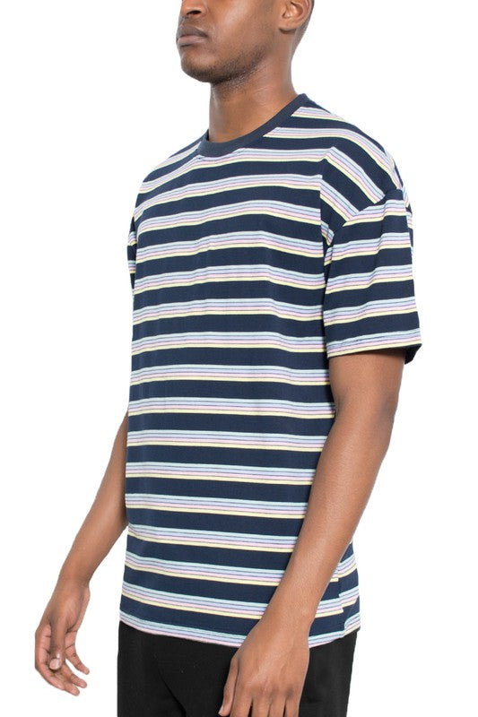 Mens Striped Round Neck Tshirt