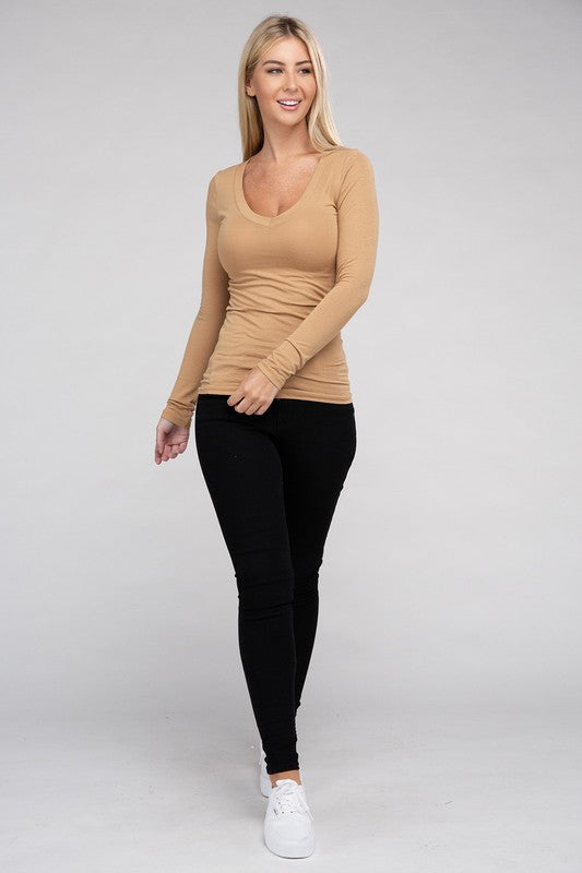 Women's Essential V-Neck Long Sleeve T-Shirt