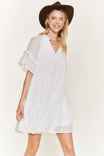 Women's Ruffled Neck Tiered Mini Dress