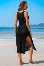 Side Split Crochet Coverup Long Beach Dress for Women