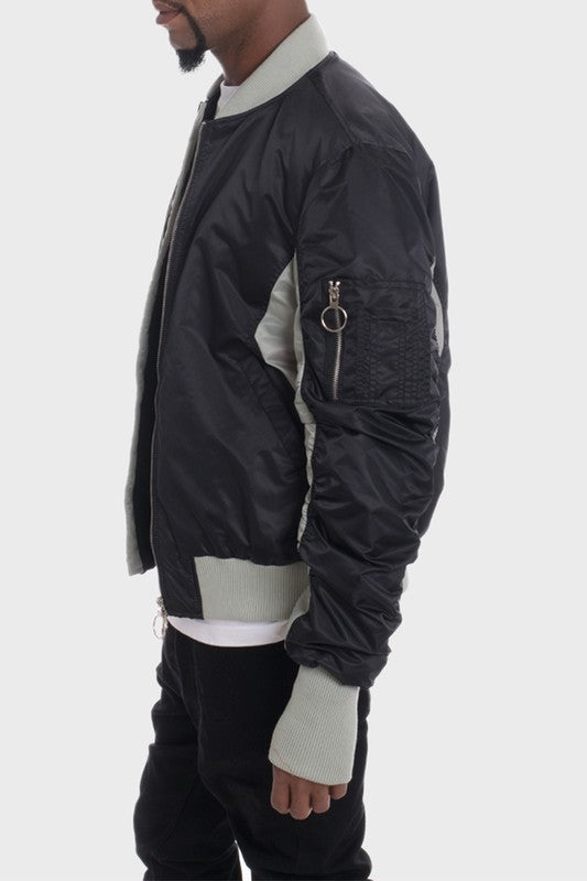 Mens Two Tone Color Block Bomber Jacket