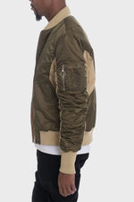 Mens Two Tone Color Block Bomber Jacket