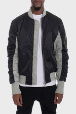 Mens Two Tone Color Block Bomber Jacket