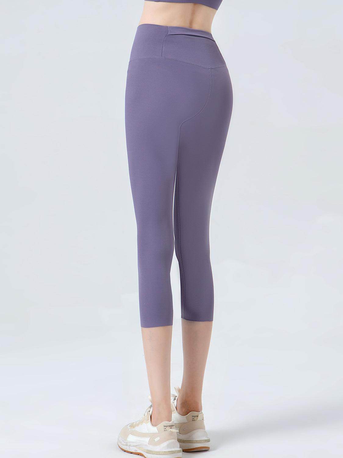 Wide Waistband Cropped Sports Leggings for Active Comfort
