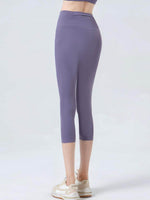 Wide Waistband Cropped Sports Leggings for Active Comfort