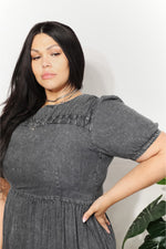 And The WhyFull Size Washed Chambray Midi Dress