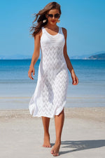 Side Split Crochet Coverup Long Beach Dress for Women