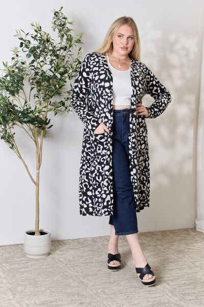 Celeste Full Size Animal Print Button Up Long Sleeve Cardigan