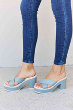 Weeboo Cherish The Moments Contrast Platform Mules in Misty Blue