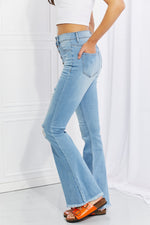Vibrant MIU Women's Full Size Jess Button Flare Jeans