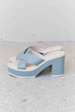 Weeboo Cherish The Moments Contrast Platform Mules in Misty Blue