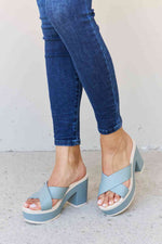Weeboo Cherish The Moments Contrast Platform Mules in Misty Blue