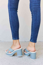 Weeboo Cherish The Moments Contrast Platform Mules in Misty Blue