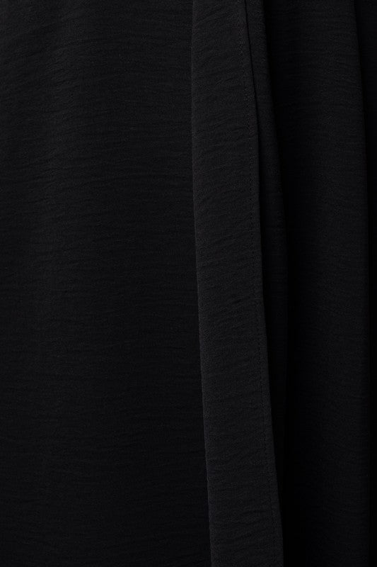 Solid V-Neck Midi Dress W-Front Knot