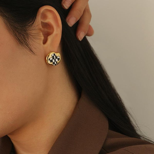 Checkerboard Bloom Earrings
