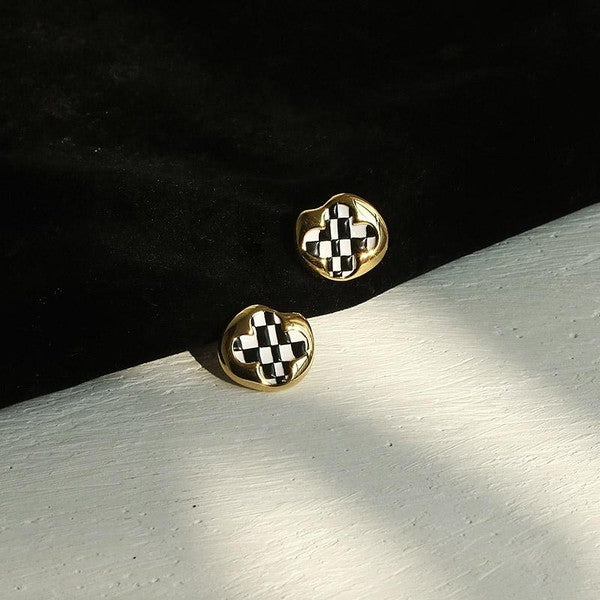 Checkerboard Bloom Earrings