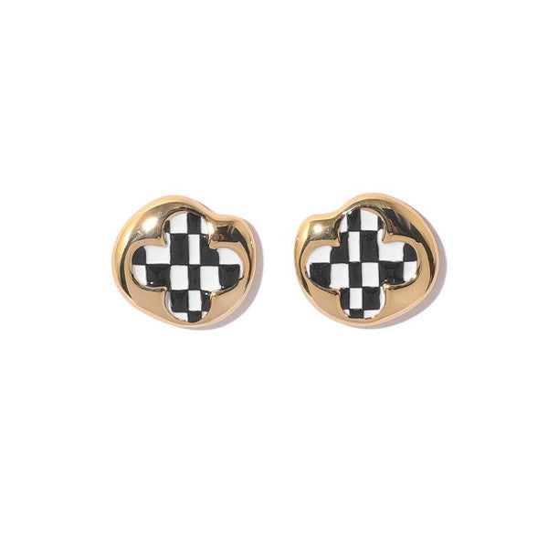 Checkerboard Bloom Earrings