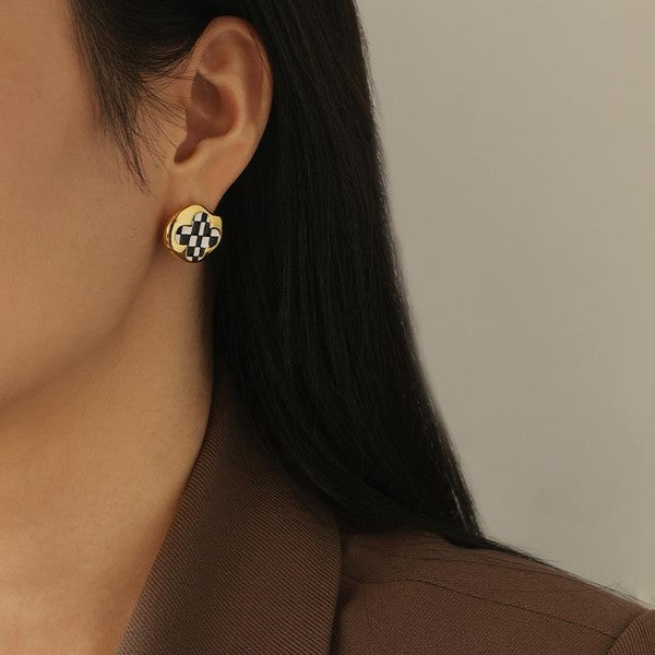 Checkerboard Bloom Earrings