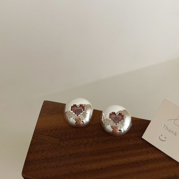 Zircon metal love earrings