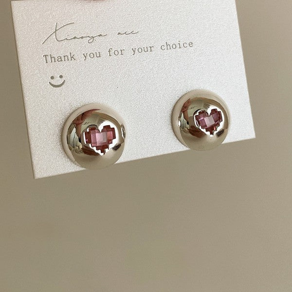 Zircon metal love earrings