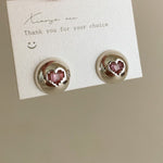Zircon metal love earrings